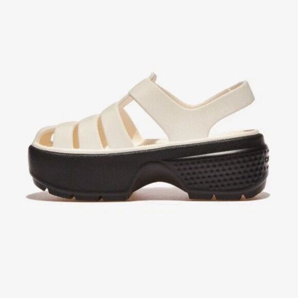 Crocs Stomp Fisherman Platform Sandals in Chalk White Womens Size 8 NEW - Picture 4 of 5